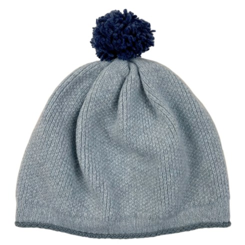 pom pom hat light blue